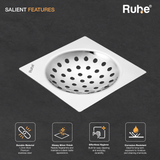 One Square Flat Cut Floor Drain