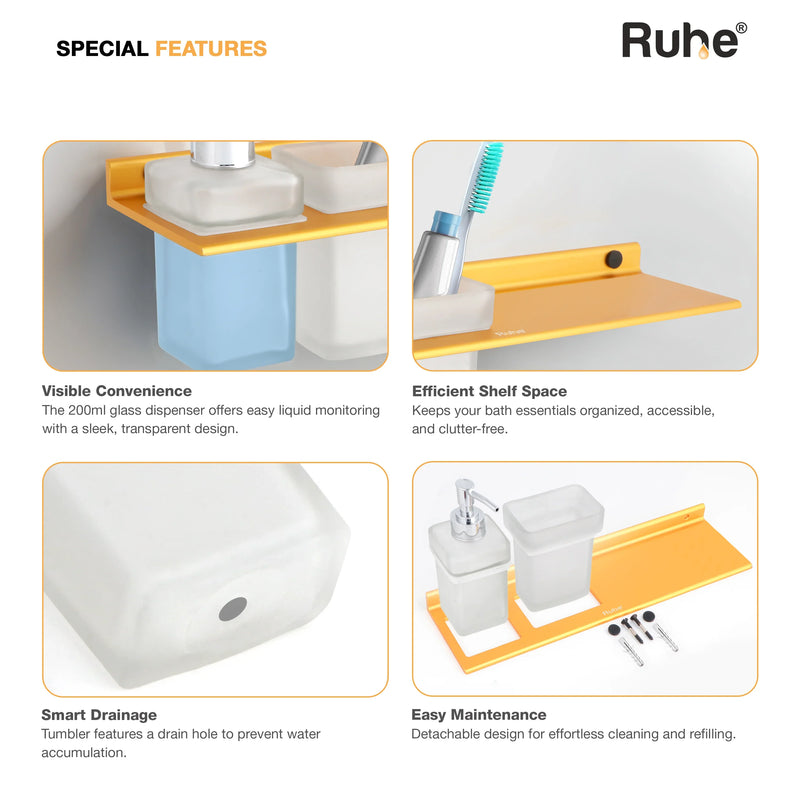 Ember Shelf with Tumbler Holder & Soap Dispenser
