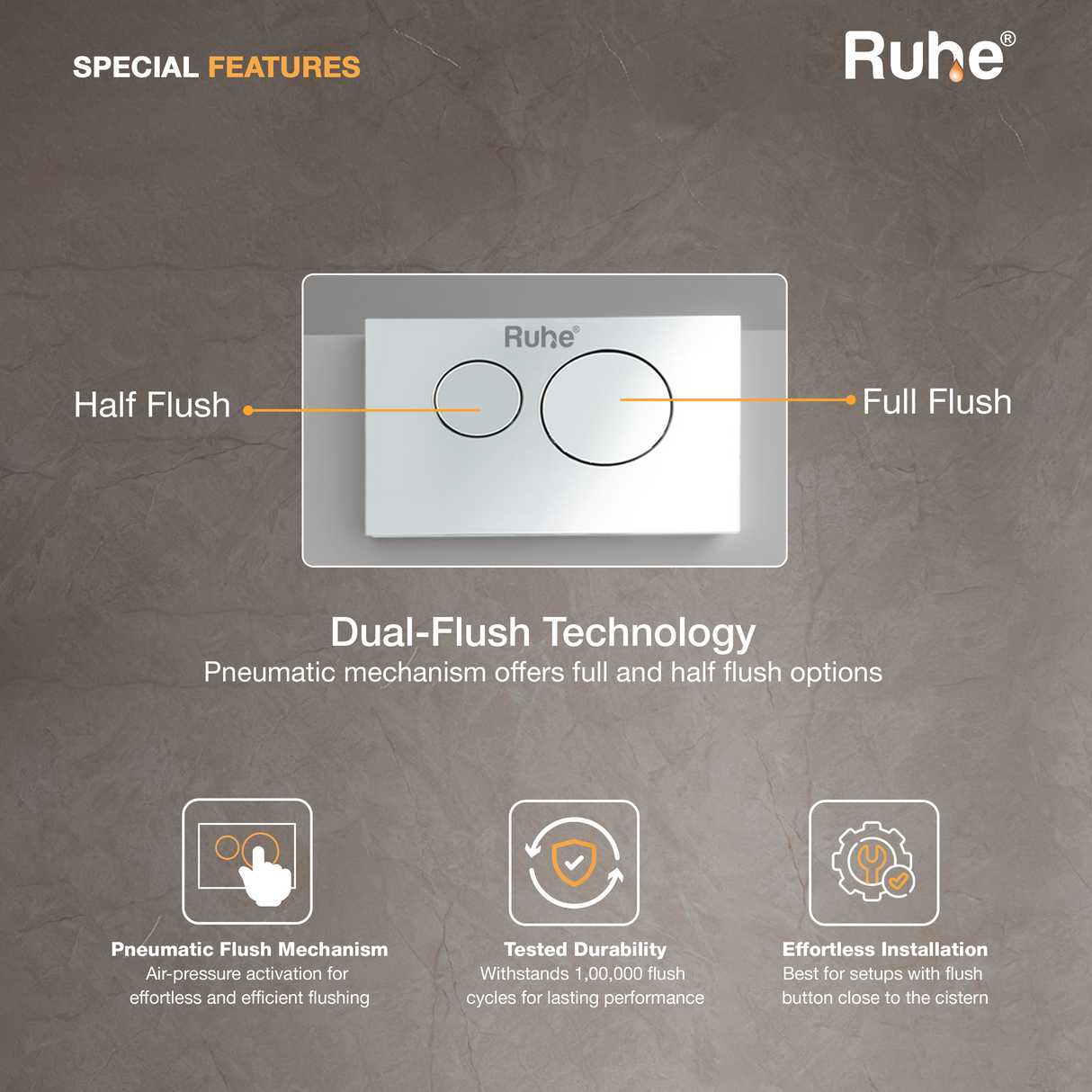 Pneumatic Concealed Cistern for Western Commode with Half Frame