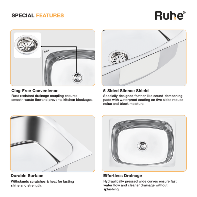 Oval Single Bowl Premium Kitchen Sink (24 x 18 x 9 Inches)