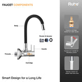 Pavo Wall Mount Kitchen Sink Mixer Tap with Coloured Flexible Silicone Spout