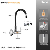 Pavo Brass Wall-Mount Kitchen Sink Mixer Tap with Flexible Silicone Spout