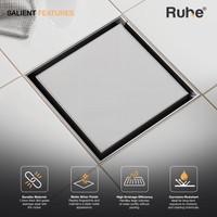Marble-Insert 304-Grade Square Floor Drain with Cockroach Trap (4 x 4 Inches) – Matt Steel