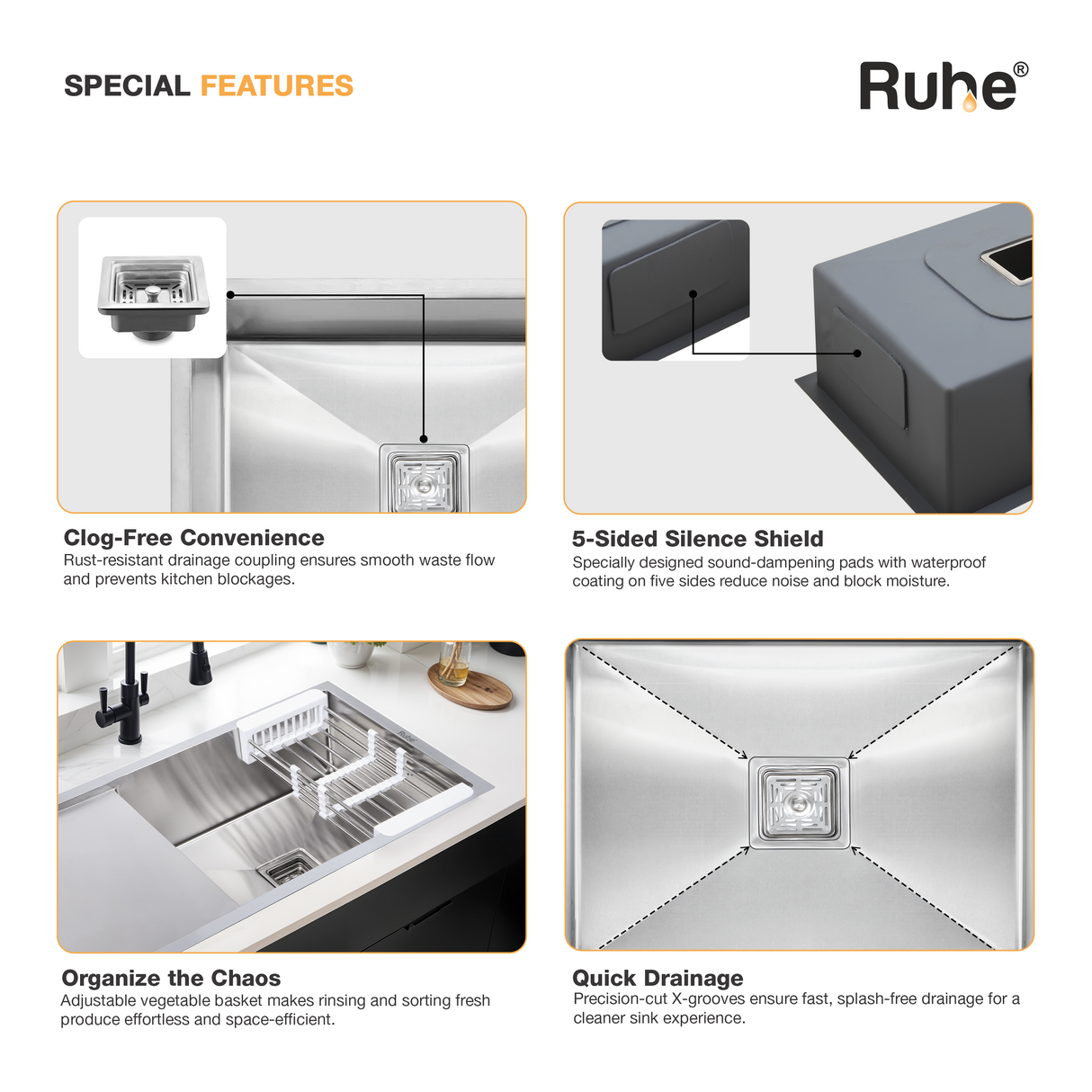 Handmade Single Bowl with Drainboard Kitchen Sink (37 x 18 x 10 Inches)