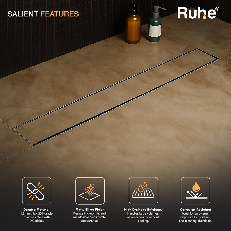 Tile-Insert Shower Drain Channel (3 Inches)