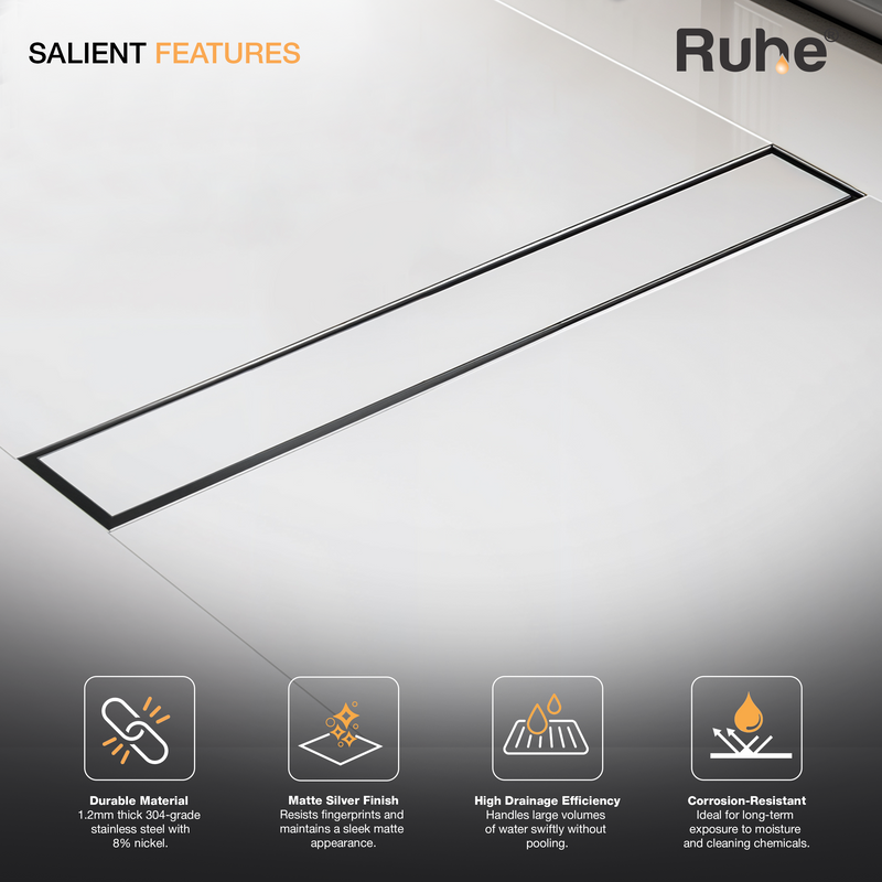 Tile-Insert Shower Drain Channel (3 Inches)