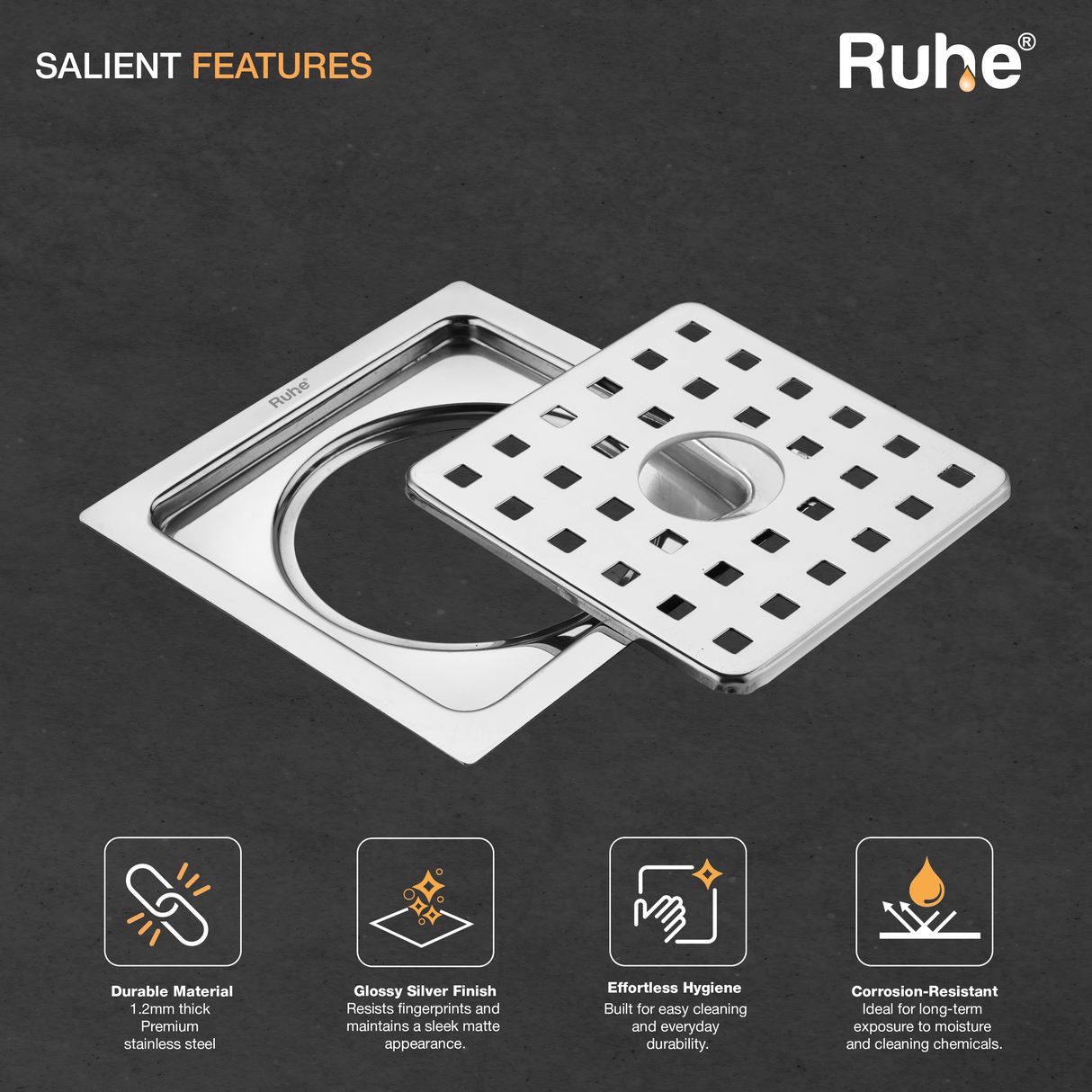 Check Square Flat Cut Floor Drain