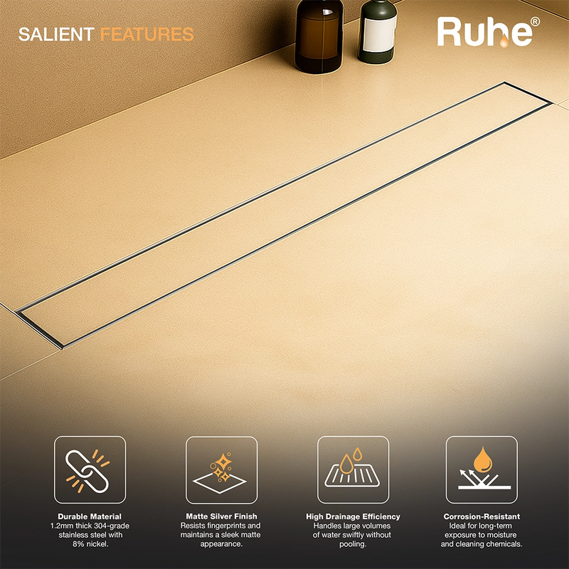 Tile-Insert Shower Drain Channel (4 Inches)