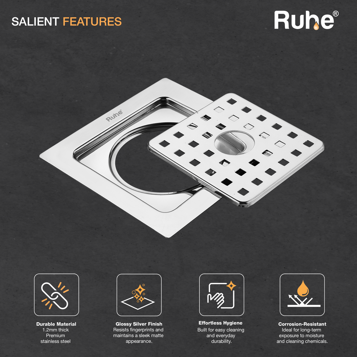 Check Square Flat Cut Floor Drain