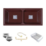 Quartz Double Bowl Kitchen Sink (37 x 18 x 9 Inches)