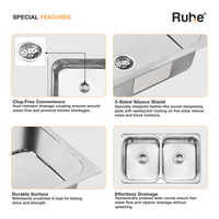 Square 304-Grade Double Bowl Kitchen Sink (37 x 18 x 8 Inches)