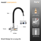 Pavo Wall Mount Kitchen Sink Tap with Coloured Flexible Silicone Spout