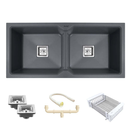 Quartz Double Bowl Kitchen Sink (45 x 20 x 9 inches)