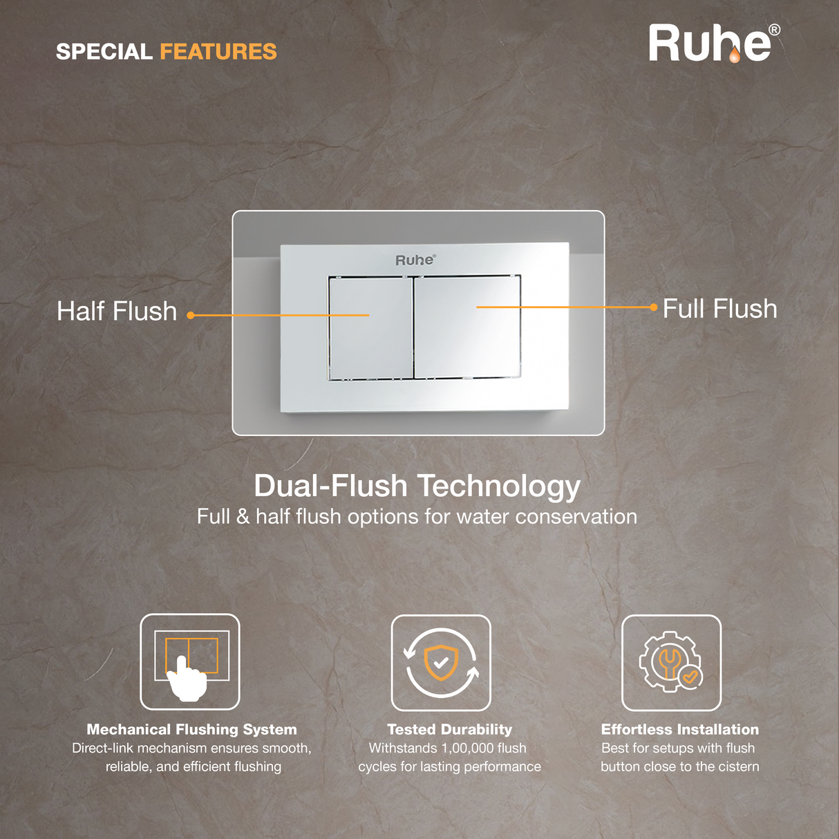 Mechanical Concealed Cistern for Western Commode with Half Frame