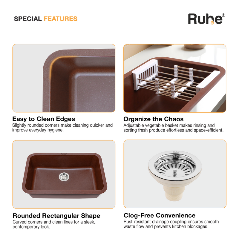 Quartz Single Bowl Kitchen Sink (31 x 19 x 9 Inches)