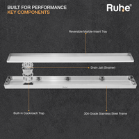 Marble-Insert 304-Grade Shower Drain Channel (4 Inches)