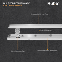 Marble-Insert 304-Grade Shower Drain Channel (4 Inches)