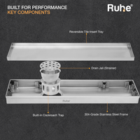 Tile-Insert 304-Grade Shower Drain Channel (3 Inches)