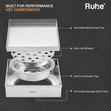 Marble-Insert Shower Drain Channel (6 x 6 Inches)