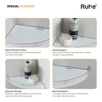 Vetra Brass Corner Glass Shelf – Chrome