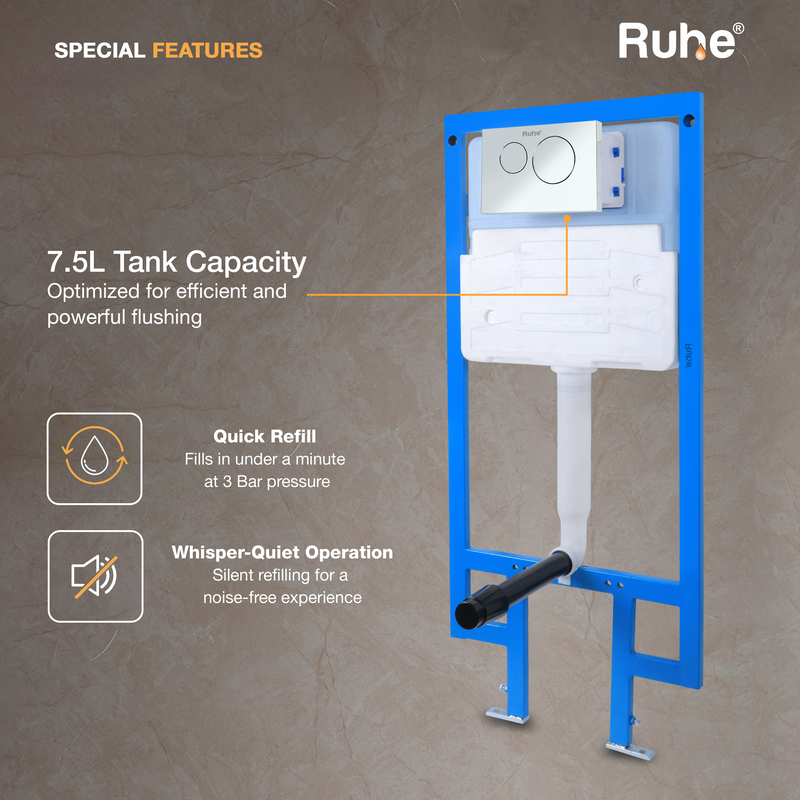 Pneumatic Concealed Cistern for Western Commode with Full Frame