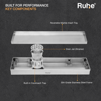 Marble-Insert 304-Grade Shower Drain Channel (4 Inches)