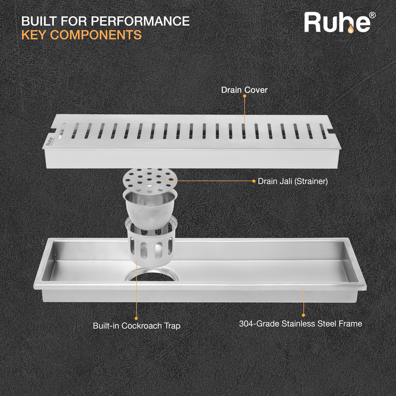 Vertical Shower Drain Channel (4 Inches)