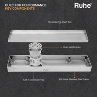 Tile-Insert 304-Grade Shower Drain Channel (3 Inches)