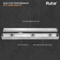 Marble-Insert 304-Grade Shower Drain Channel (2 Inches)