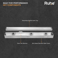 Marble-Insert 304-Grade Shower Drain Channel (2 Inches)
