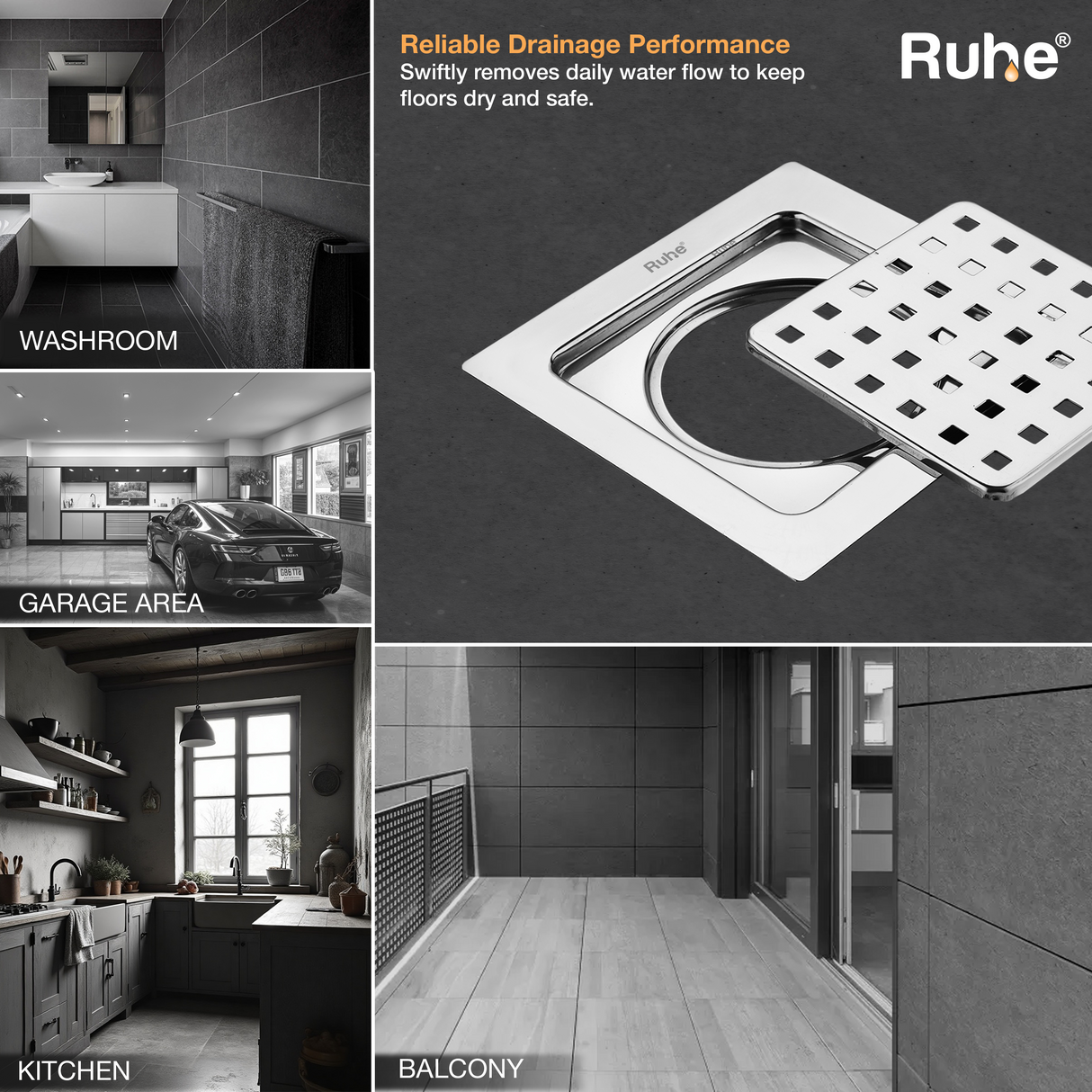 Check Square Flat Cut Floor Drain