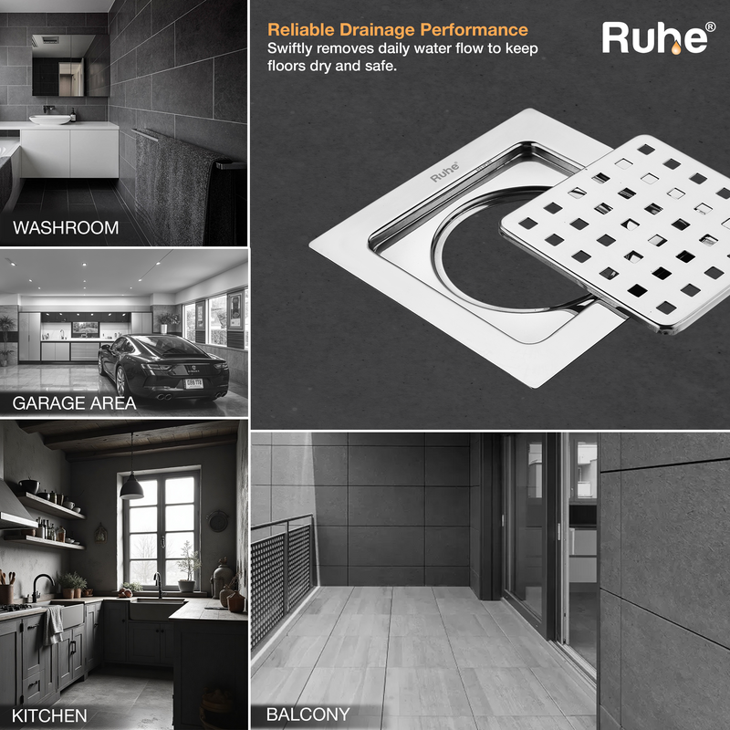 Check Square Flat Cut Floor Drain