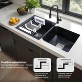 Quartz Double Bowl Kitchen Sink (37 x 18 x 9 Inches)