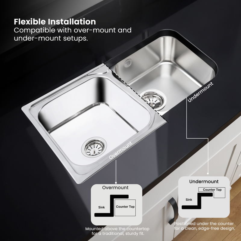 Double Bowl Kitchen Sink 304-Grade (37 x 18 x 8 Inches)