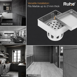 Marble-Insert Shower Drain Channel (4 x 4 Inches)