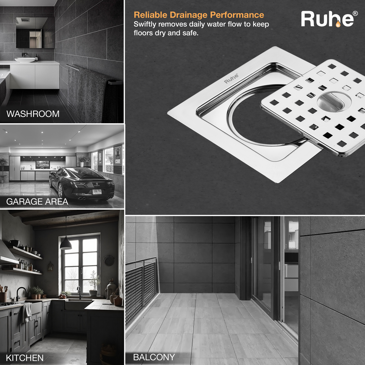 Check Square Flat Cut Floor Drain