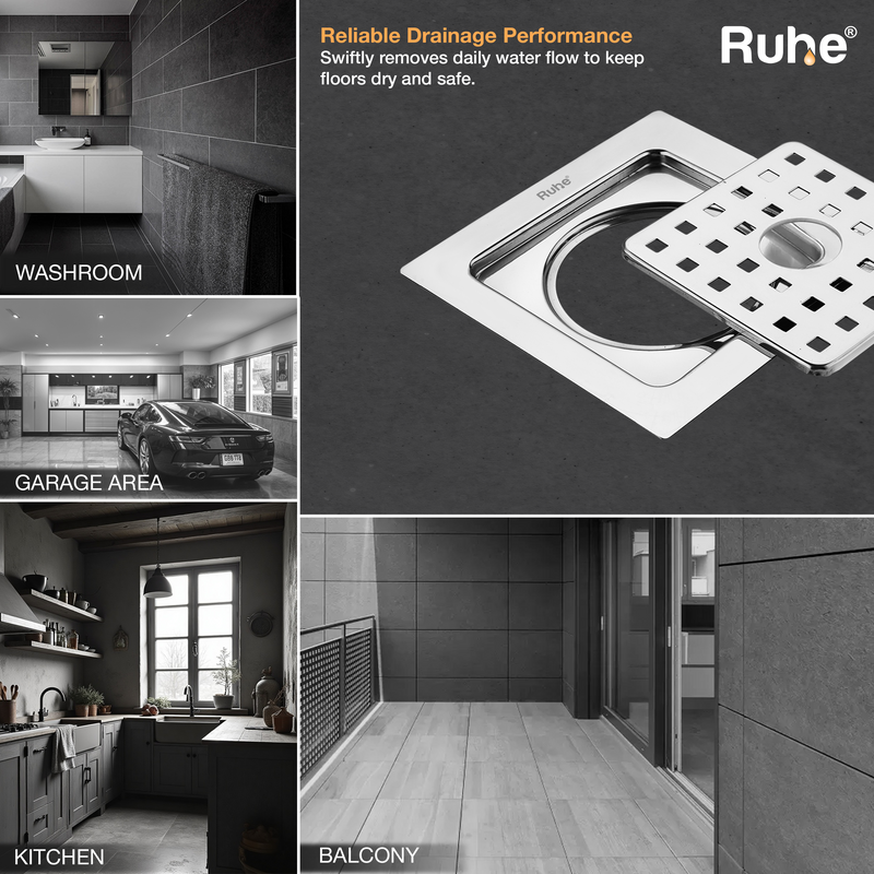 Check Square Flat Cut Floor Drain