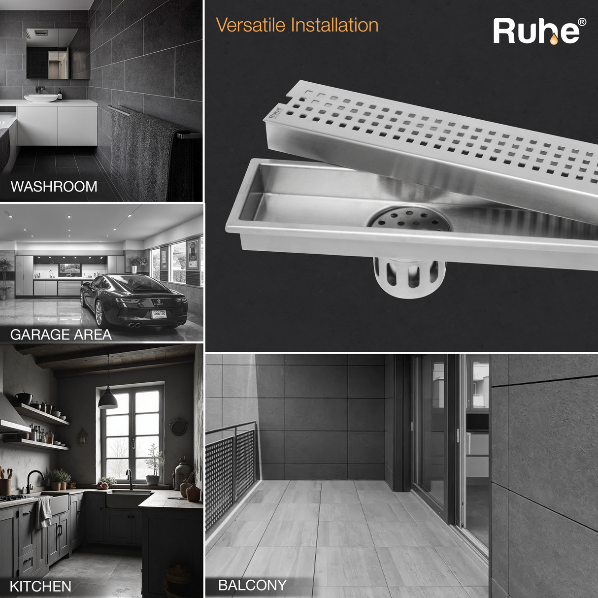 Palo Shower Drain Channel (4 Inches)