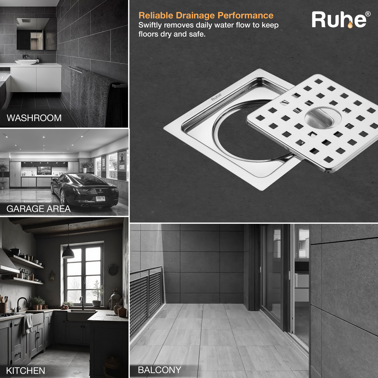 Check Square Flat Cut Floor Drain