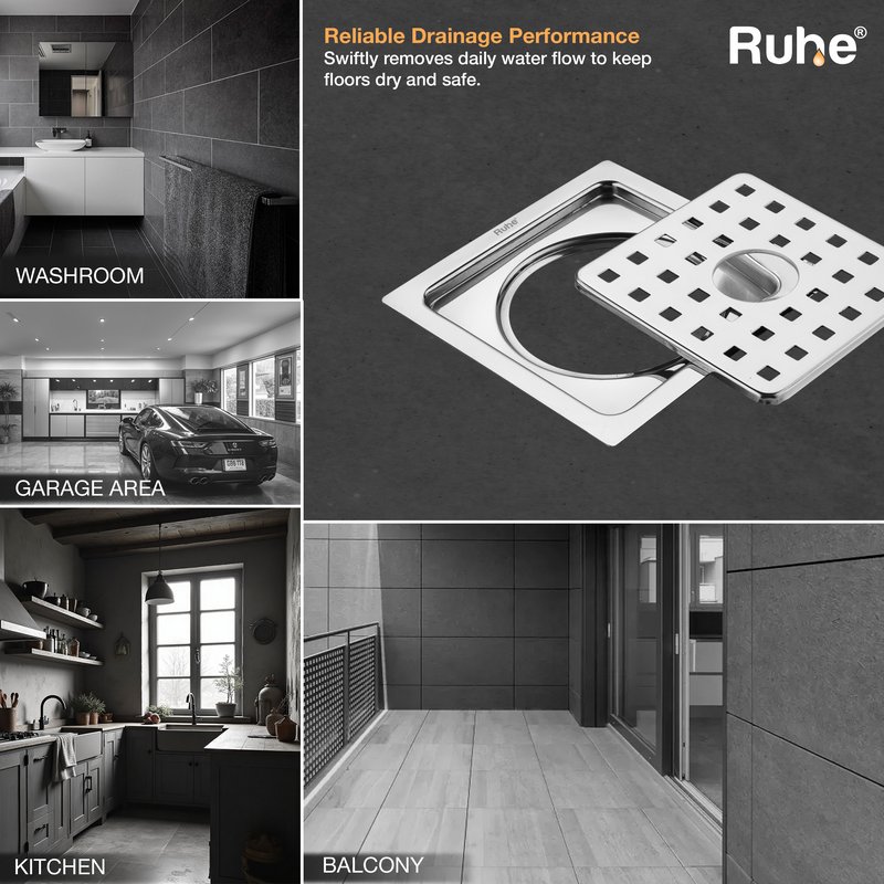 Check Square Flat Cut Floor Drain