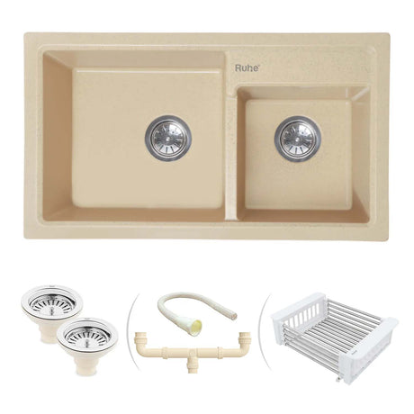 Quartz Double Bowl Kitchen Sink (31 x 18 x 9 Inches)