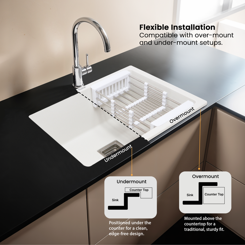Quartz Single Bowl Kitchen Sink (24 x 18 x 9 Inches)