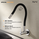 Pavo Wall Mount Kitchen Sink Tap with Coloured Flexible Silicone Spout