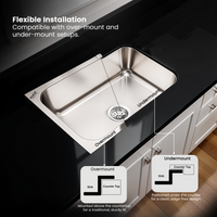 Oval Single Bowl Kitchen Sink (24 x 18 x 9 Inches), With Undermount and Overmount Installation