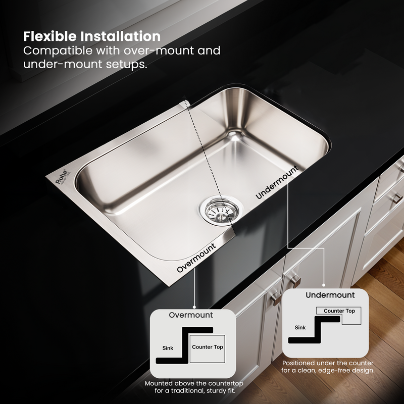 Oval Single Bowl Kitchen Sink 304-Grade (24 x 18 x 9 Inches)