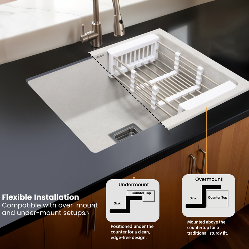 Quartz Single Bowl Black Kitchen Sink (21 x 18 x 9 Inches)