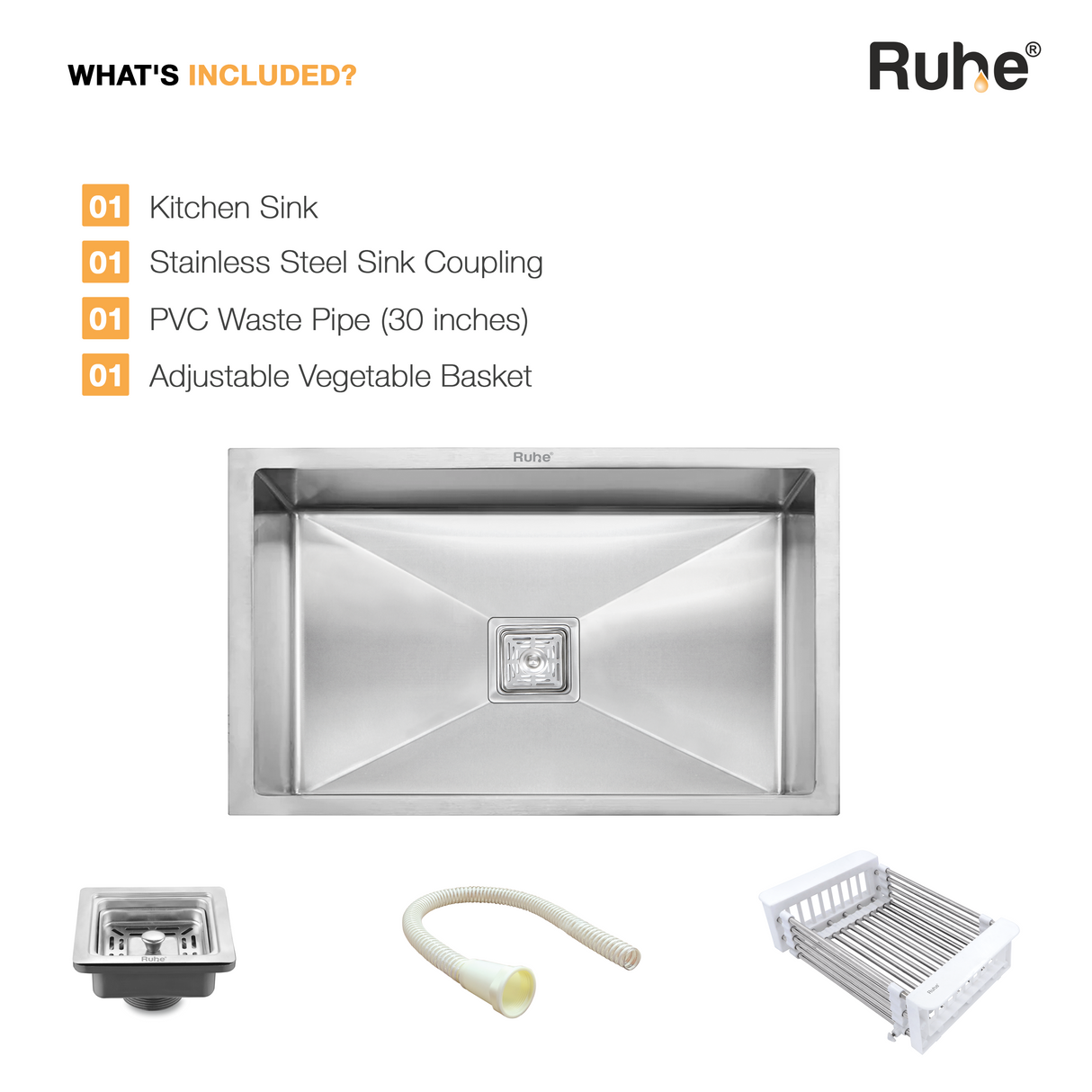 Handmade Single Bowl Kitchen Sink (32 x 20 x 10 Inches)