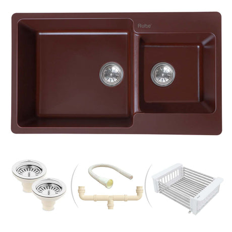 Quartz Double Bowl Kitchen Sink (34 x 20 x 9 inches)