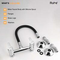 Pavo Brass Wall-Mount Kitchen Sink Mixer Tap with Flexible Silicone Spout