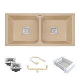 Quartz Double Bowl Kitchen Sink (37 x 18 x 9 Inches)
